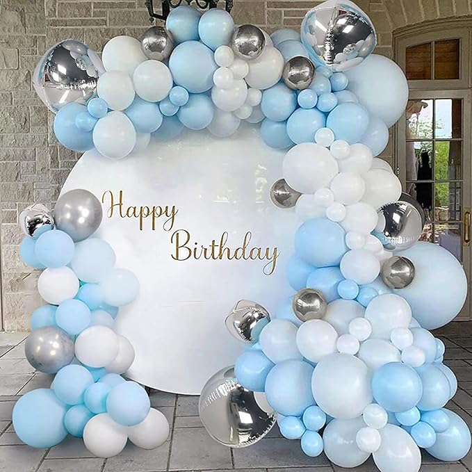 Awenztech 120pcs Light Blue Balloon Arch Kit, 18 12 10 5 inch Pastel Baby Blue Latex Balloons Different Sizes Balloon Garland for Graduation Baby Shower Gender Reveal Birthday Party Decorations