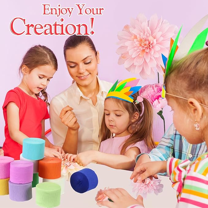 Ctosree 60 Roll 4920 ft Crepe Paper Streamer Roll for Party Decoration Rainbow Crepe Paper for Flower Making Party Streamer for Birthday Wedding Baby Shower Living Room Decor (Dark Color)