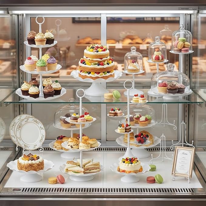 16 Pieces Cake Stands Metal Cupcake Holders Set for Graduation Party Dessert Table Wedding Baby Shower Birthday Tea Party Anniversary Christmas Antique European Decoration Fruits Snack Plate Tray