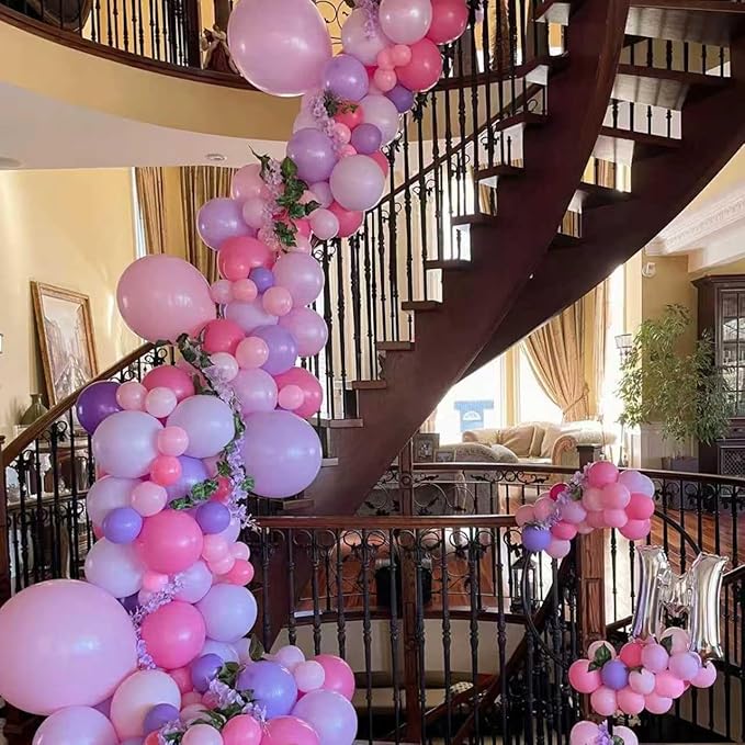 YMSZ Pink and Purple Balloons, 136pcs Pink and Purple Balloons Garland Arch Kit with Different Sizes for Girls Women Birthday Baby Shower Wedding Party Decorations