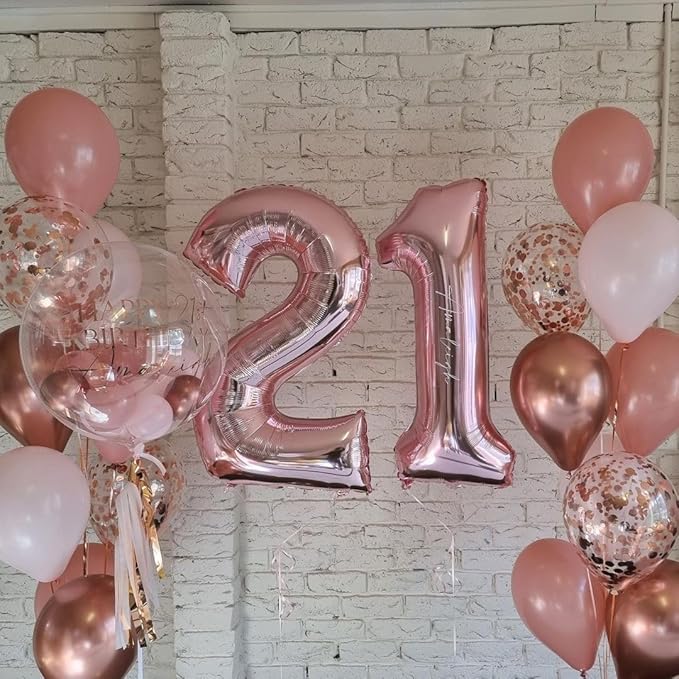 Rose Gold Balloons Arch Kit, 140Pcs Metallic Rose Gold White Balloon 18 12 10 5 Inch Different Size Balloons Garland Kit for Birthday Party Bridal Shower Wedding Girls Engagement Decorations