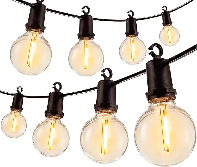 100FT LED Outdoor String Lights, 52 G40 Bulbs Shatterproof Patio Lights, IP44 Waterproof Hanging Patio Lights, Connectable Warm White Outdoor Lights for Outside Backyard Balcony Porch Home Decor