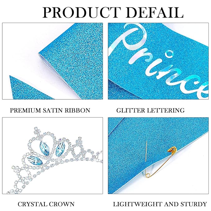 COCIDE Birthday Princess Sashes and Tiaras Kit - Pink Crowns and Tiaras for Women and Girls - Glitter Sash, Crystal Rhinestone Decorations Set