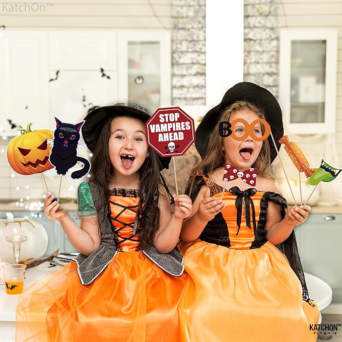 KatchOn, Scary Halloween Photo Booth Props - Large, Pack 39 | Halloween Photo Props for Photoshoot | Hat Halloween Selfie Props for Halloween Party Decorations | Hocus Pocus Halloween Picture Props