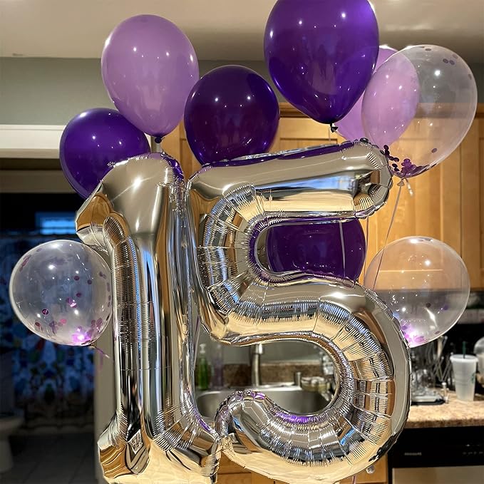 40 Inch Silver Foil Balloon Number 0, Giant Self Inflating Number Balloons 0-9 for Men Women, Digital 0 Helium Balloons Set for Girls Boys 4th Birthday Anniversary New Year Party Decorations Supplies