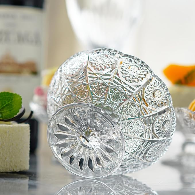 kanpura Set of 6 Glass Cake Plate Dessert Stand,Crystal Cupcake Plate Server for Chocolate, Dessert, Fruit Clear Small Cake Stand for Christmas, Birthday, Baby Shower Party