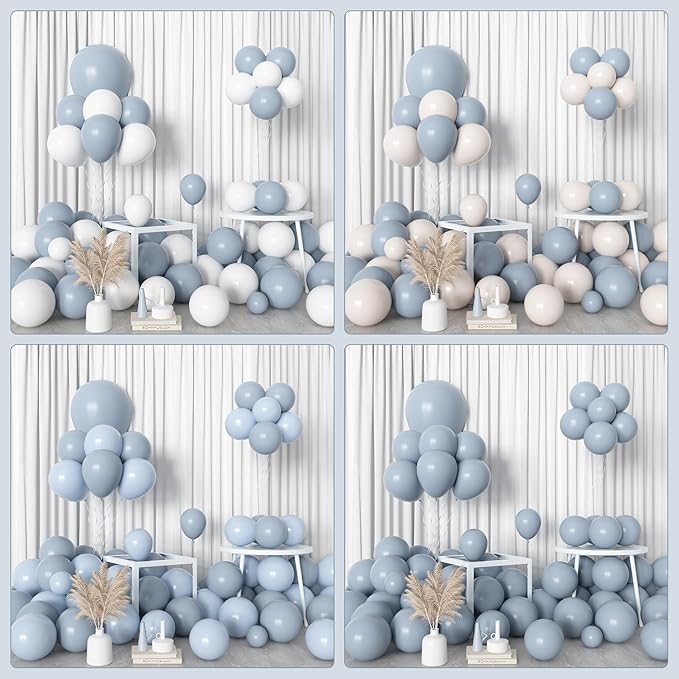 Amandir 153pcs Dusty Blue Balloons Arch Garland Kit Different Sizes 18 12 10 5 Inch Haze Pale Blue Latex Matte Balloon for Birthday Baby Shower Gender Reveal Wedding Engagements Party Decorations