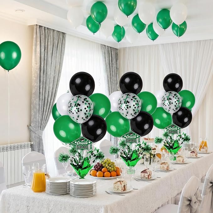 4 PCS Graduation Centerpieces for Tables Balloons Stand Holder Kit College Graduation Decorations 2026 Metallic Glitter Foil Balloon for Graduation Party Decorations Prom Send off Party Decor