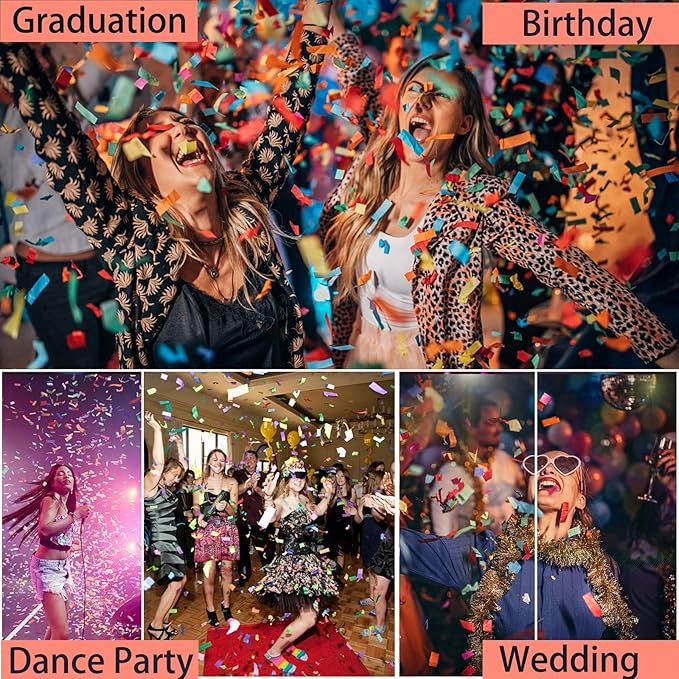 Biodegradable Confetti Cannon 6 Pack Multicolor Party Popper Shooters,12 Inch Large Confetti Cannon for Wedding Celebration Birthday Celebration Baby Shower Decorations Christmas New Year Graduation