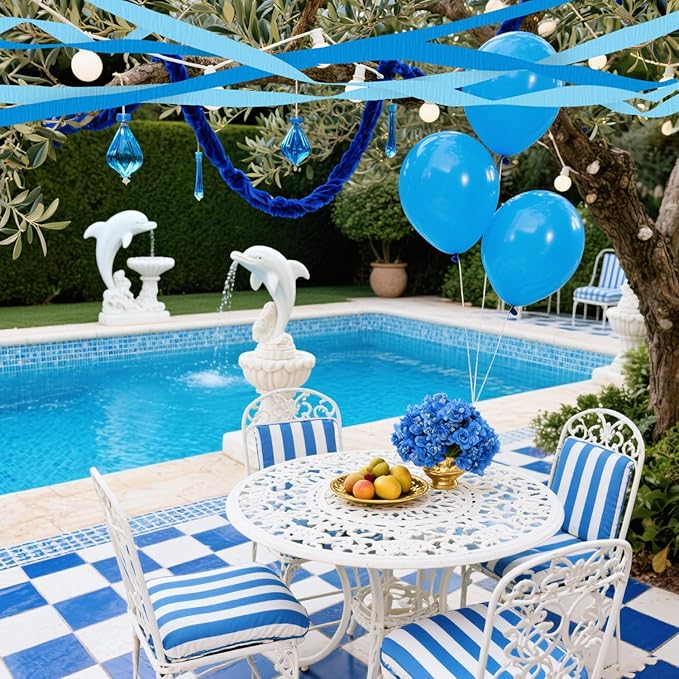 4 Crepe Paper Streamers Rolls, 328ft Pack of Blue and Light Blue Crepe Paper for Birthday Wedding Baby Bridal Shower Decorations Christmas Craft Supplies (1.8 inch x 82 ft/Roll)