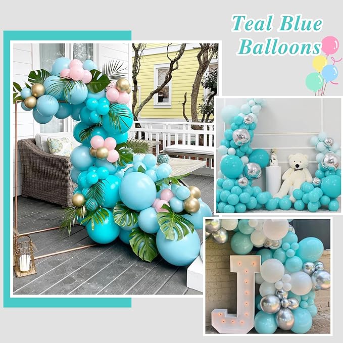 Teal and Tiffany Blue Balloons - 80 PCS 12 Inch 5 Inch Turquoise Balloon Arch for Wedding, Bridal Baby Shower, Birthday, Sea Beach Party Decorations