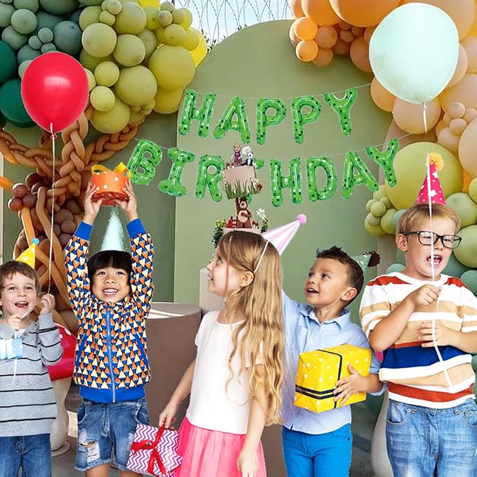 Green Pixel Miner Theme Happy Birthday Balloons Banner 16 Inch Letters, Inflatable Party Decor and Birthday Decorations for Women, Men, Boys & Girls Kids and Adults, Party Supplies