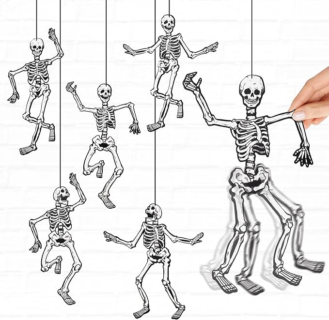 Cheerland Jointed Skeleton Garland Halloween Party Decorations Skull Garland Monster Disco Dancing String Decor Bones Spooky Scary Banner Kids Celebration Summerween Decoration and Supplies 15 Inch