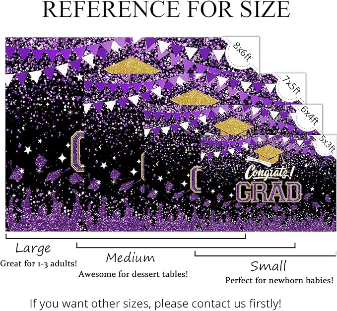 Mocsicka Graduation Party Decorations 2026 Congrats Grad Backdrops for Photography Bachelor Cap Congratulations Grad Photo Backdrop Graduation Prom Party Supplie (Purple, 8x6ft(96x72 inch))