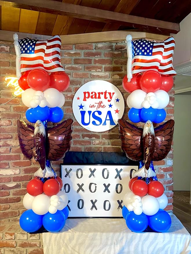Red White and Blue Latex Balloons, 50pcs 12 Inches Red and Blue with Confetti Balloons for 4th of July, Independence Day, Birthday, Graduation Party Decorations