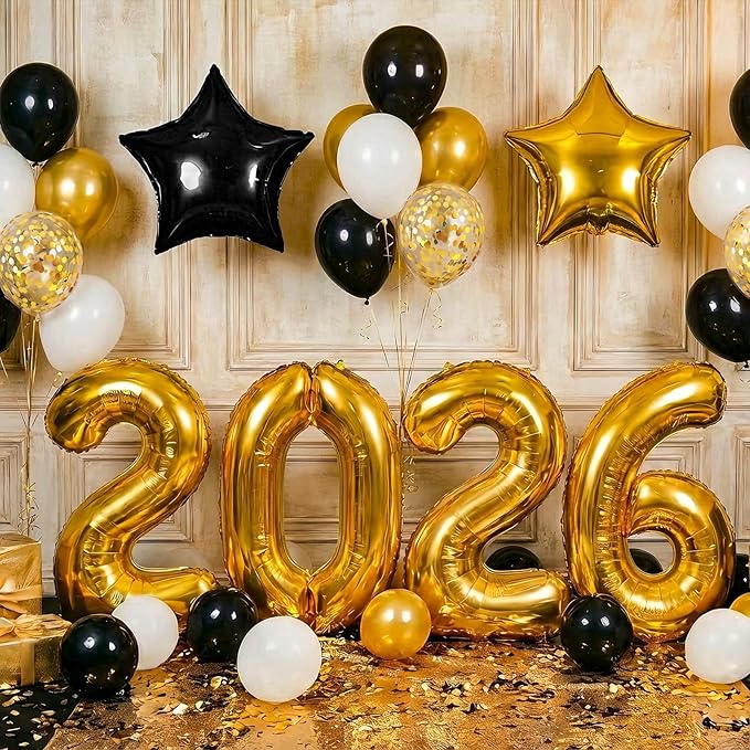 2026 Black and Gold Graduation Decorations Balloons Kit - 40 Inch Gold 2026 Number Balloons, Graduation Party Supplies 2026 for High School College Graduation, Class of 2026 Grad Decor