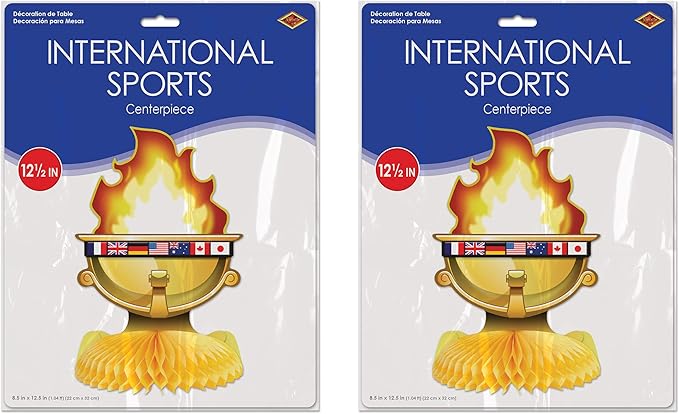 Beistle Flame Torch Centerpieces 2 Piece International Decorations Sports Party Supplies, 12.5" x 8.5", Multicolored