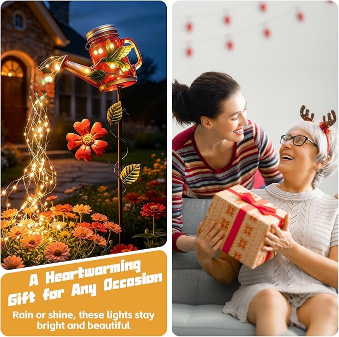 SRNPMIU Solar Watering Can Light, Yard Outdoor Decor Lights, IP65 Waterproof, Hanging Hummingbird Garden Light, Outside Garden Flower Bed Decor, Women Gift, Birthday Gifts