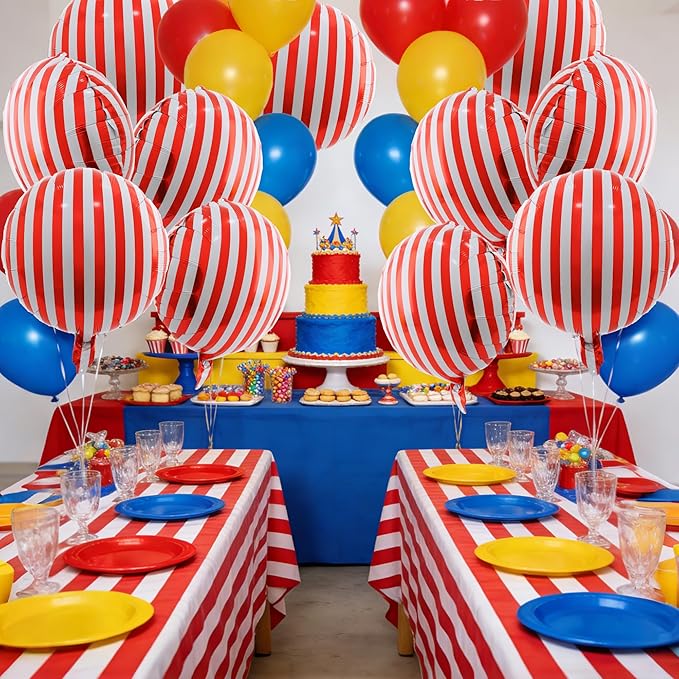TONIFUL 30Pcs 18 Inch Round Balloons Large Red White Round Shape Foil Balloons Big Red White Round Helium Mylar Balloons for Birthday Wedding Baby Shower Anniversary Engagement Party Decor Supplies