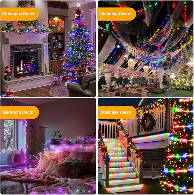 OGORI 200FT 800LED Fairy Lights Outdoor, Multicolor Fairy String Lights 8 Modes Remote & Timer, IP67 Waterproof Fairy Tree Lights for Bedroom, Wedding, DIY, Centerpiece, Christmas Decorations