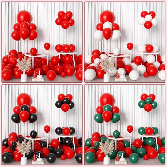 Amandir 153pcs Red Balloons Arch Garland Kit Different Sizes 18 12 10 5 Inch Red Latex Balloon for Birthday Wedding Anniversary Cherry Casino Movie Valentine's Day Christmas Party Decorations