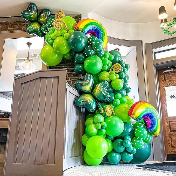Green Balloons Set, 65pcs 12in Dark Light Green Balloons, Green Confetti Latex Party Balloon for St. Patrick's Day Jungle Forest Themed Birthday Decorations