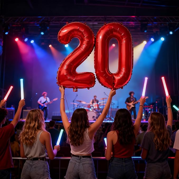 Red Number 20 Balloons 40 Inch Giant Number Red Number 20 Foil Mylar Balloons for 20th Birthday Anniversary Events Party Decorations