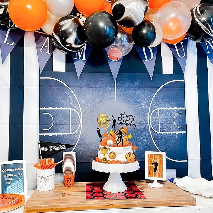 29 PCS Basketball Cake Toppers Basketball Cake Decorations with Star Golden Balls for Men Birthday