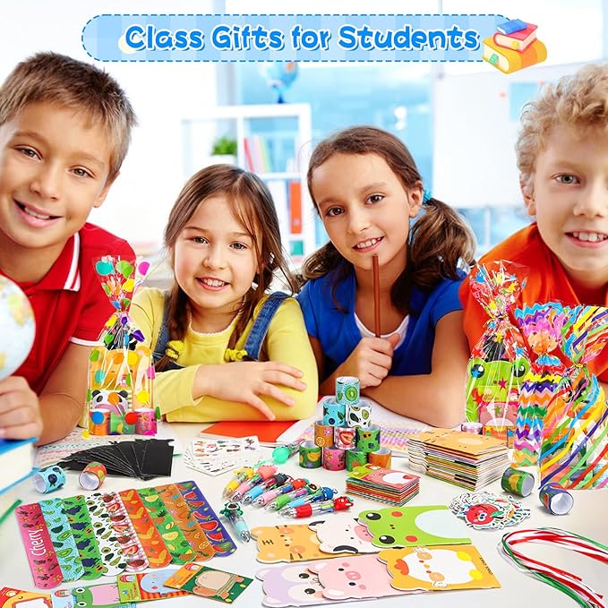 24 Pack Party Favors Classroom Gifts Set with Classic Animal &Fruit Designs for Teens, Easter Goodie Bags with Multicolor Pen for Birthday Stuffers Rewards Prizes Party Favors