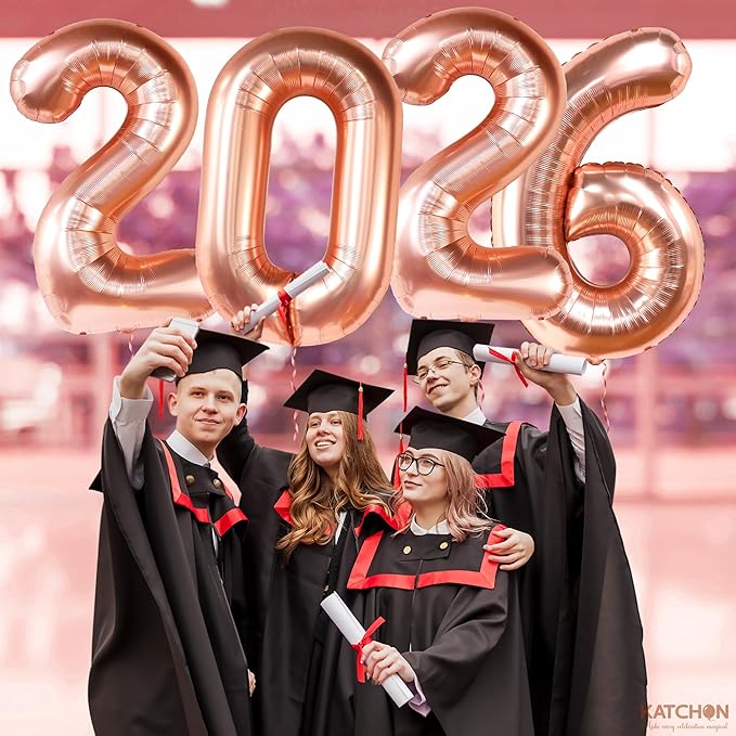 Rose Gold 2026 Balloons 42 Inch, Rose Gold Graduation Decorations 2026, Foil Number 2026 Graduation Balloons Class of 2026 Decorations | Graduation Party Decorations | Prom Decorations 2026, Katchon