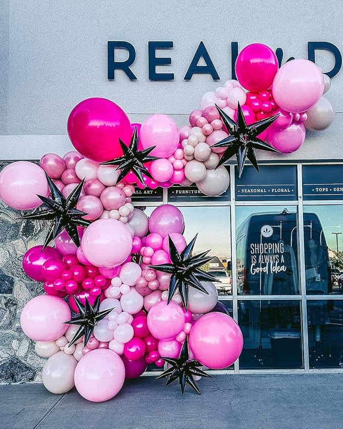 Bezente Pink Balloons Set,60pcs 12 inch Metallic Pearl Pink, Hot & Pastel Pink Latex Balloons Kit for Birthday,Wedding,Baby Shower,Princess Theme Party Decorations