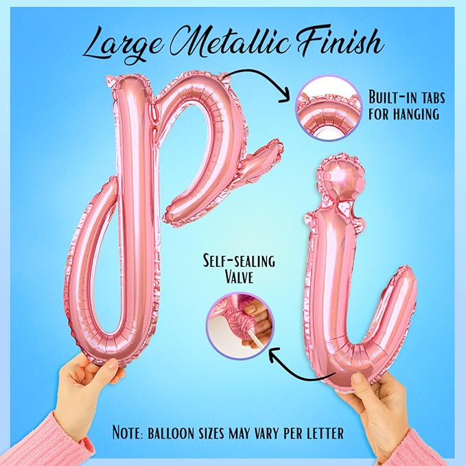 Rose Gold Happy Birthday Balloons Banner | Script/Cursive Rose Gold Letter Balloon Sign For Birthday Party Decor/Decoration | Foil Mylar Happy Birthday Banner