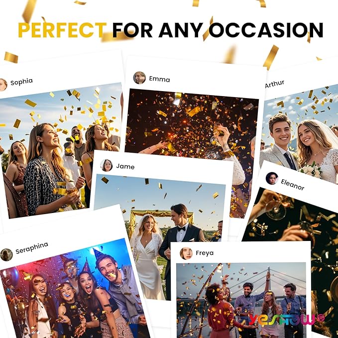 Confetti Cannon Party Poppers Gold,(6 pack) YESHOW Confetti Shooters Blaster for Birthday Graduation Wedding Christmas New Yearâs Eve and Valentine's Day Any Celebrations