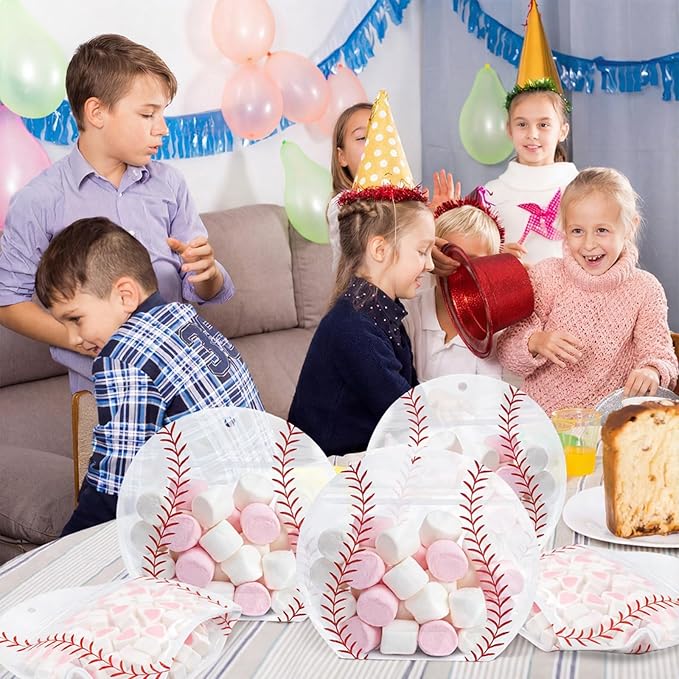 Resurhang 60 Pcs Baseball Treat Bags Candy Zipper Cute Baseball Food Goodie Gifts Bags Resealable Sport Themed Snack Candy Containers for Sport Birthday Baby Shower Supplies
