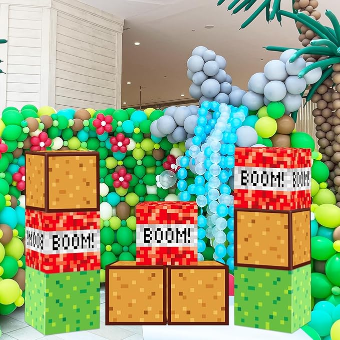 12Pieces Large Pixel Mining Party Boxes Video Game Party Decorations Pixel Mining Theme Birthday Parties Supplies Pixelated Video Gaming Centerpieces Boxes for Kid Teen Gift Birthday Parties Favor