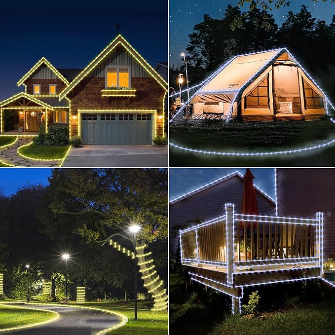 65ft 400 LED Rope Lights for Outside, Color Changing Rope Lights Indoor Outdoor with Remote, 16 Colors Waterproof Christmas Light Outdoor for Deck, Patio, Pool, Camping, Bedroom, Landscape Decorations
