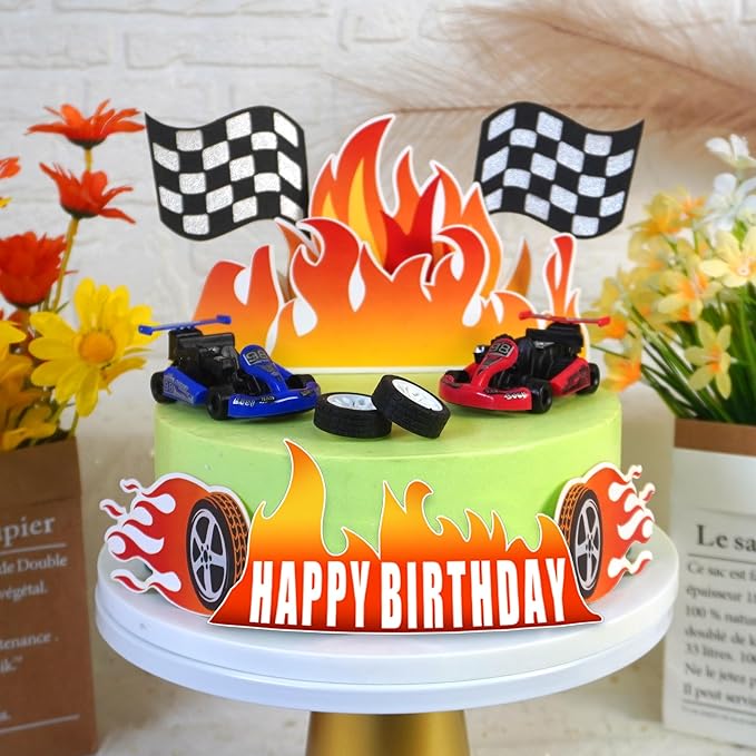 Racing Car Cake Toppers Car Truck Cake Decorations for Man Birthday Racing Car Theme Birthday Supplies (Style 1)