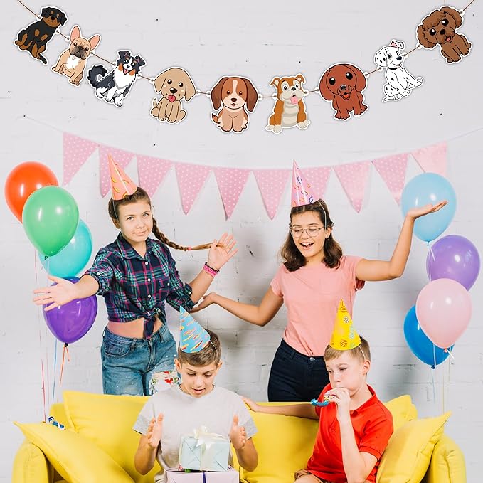 Pupy Dog Garland – Cute Dog Theme Birthday Decorations – Cartoon Pupy Garland for Birthday Parties, Pet-Themed Celebrations, School Events, Family Gatherings, and Photo Booth Backdrops