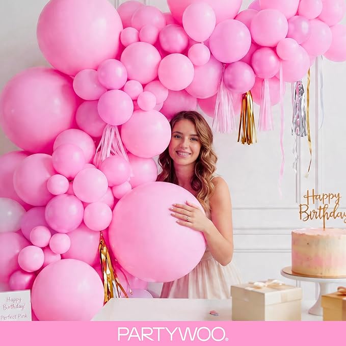 PartyWoo Pink Balloons 99pcs Different Sizes of 36 18 12 10 5 Inch Matte Pink Balloon Arch Kit for Baby Shower Gender Reveal Princess Bachelorette Engagement Birthday Party Decorations Pink-Y11