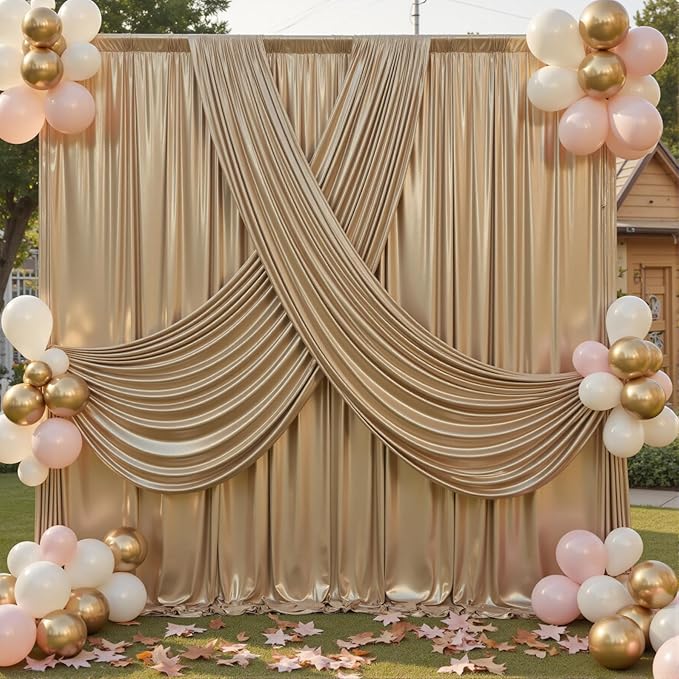 20x12FT Champagne Sequin Backdrop Curtain for Party - 4 Panels 5x12FT Wrinkle-Free Shimmer Drapes for Birthday, Wedding, Christmas, Decorations & Photography