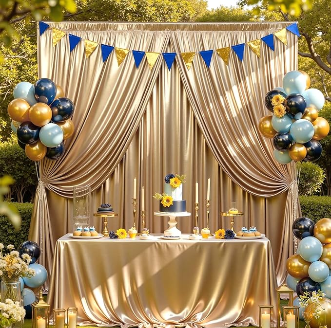 20ftx10ft Champagne Sequin Backdrop Curtain for Parties, Wrinkle Free Thick Glitter Sparkle Photo Backdrop Drapes 4 Panels 5x10FT Shimmer Back Drop Cloth for Wedding Birthday Photography Background