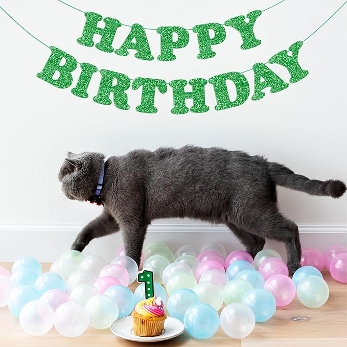 Green Happy Birthday Banner Birthday Party Decorations Happy Birthday Banner Bunting Garland Sign for Kids Boys Girls Adults Birthday Baby Shower Celebration Party Backdrops Supplies