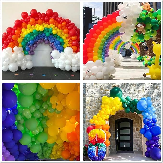 160 Pack Latex Balloons 12 Inch Rainbow Balloons 10 Kinds Colors Multicolor Bulk Balloons for Birthday Baby Shower Wedding Family Party