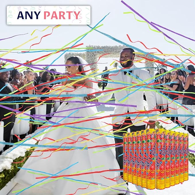 Confetti Cannon 12Inch Multicolor confetti popper party streamer Biodegradable 12Pack Party Popper Streamer Shooters for Weddings Birthdays Graduations Baby Showers Christmas New Year Celebrations