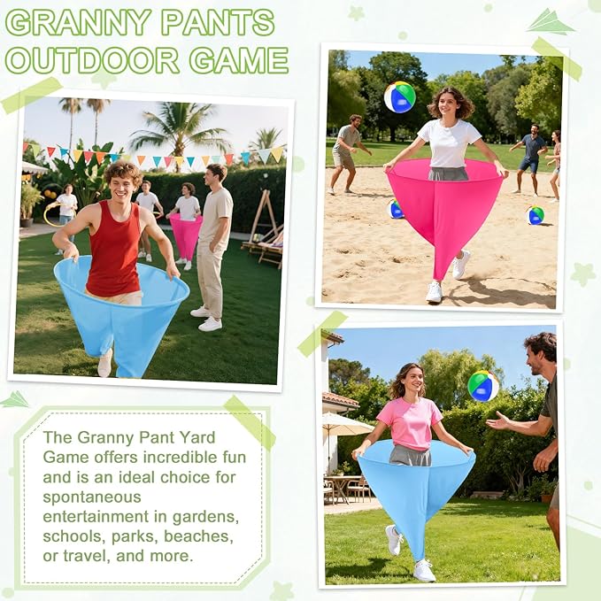 Granny Pants Yard Game Freaky Party Games Pants with Bouncy Balls and Air Pump Oversized Granny Pants Outdoor Game for Adults and Family Interactive Throwing Game for Group Gatherings