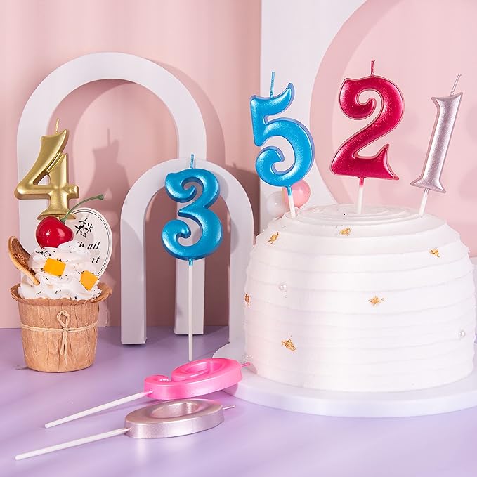 PHD CAKE 2.76 Inch Elegant Black 6 Number Birthday Candles, Black Number Candles, Cake Number Candles, Party Celebration