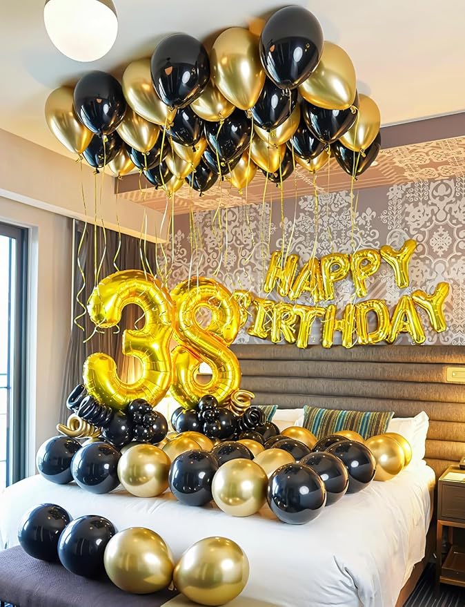 Black and Gold Balloons Arch Garland Kit, 129 Pcs 18/12/10/5 In Black Gold and Confetti Balloon, Graduation Balloons Arch kit for Graduation 2026 Decorations,Birthday, Retirement, Anniversary