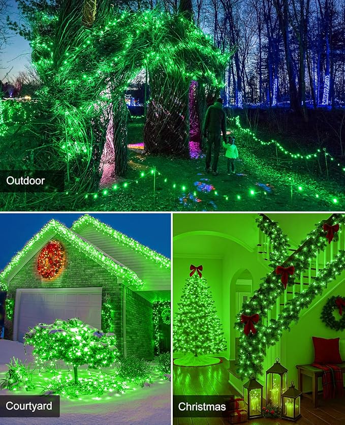 157FT 480 LED Christmas String Lights, Plug in Green Christmas Lights Outdoor with 8 Modes & Waterproof, Connectable String Fairy Lights for Outside Indoor Garden Patio Party Holiday Decorations