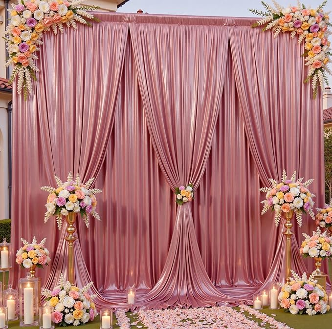 30ftx10ft Rose Gold Sequin Backdrop Curtain for Parties, Wrinkle Free Thick Glitter Sparkle Photo Backdrop Drapes 6 Panels 5x10FT Shimmer Back Drop Cloth for Wedding Birthday Photography Background