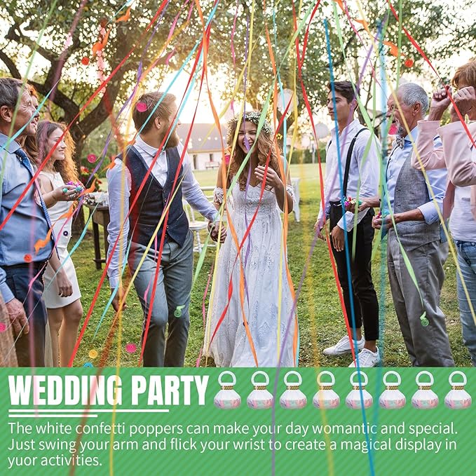 Wettarn 100 Pcs Throw Streamers Confetti Romantic Hand No Mess Streamer Crackers for Christmas Wedding Birthday Party Celebrations Graduation Party Favors(Colorful)